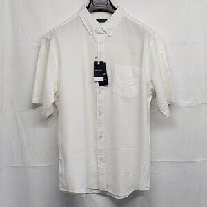 Sedyrak Mens Shirt Linen Blend XL Button Up Short Sleeve White Premium NWT
